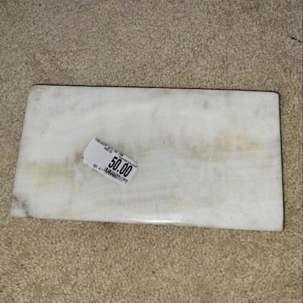 The Threadery Marble Cream Onyx Bathroom Stone Tray Bed Bath & Beyond New
